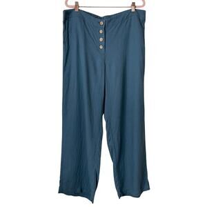 J. Jill Pants Womens Large Blue Linen High Rise Straight Leg Lagenlook Pure Jill